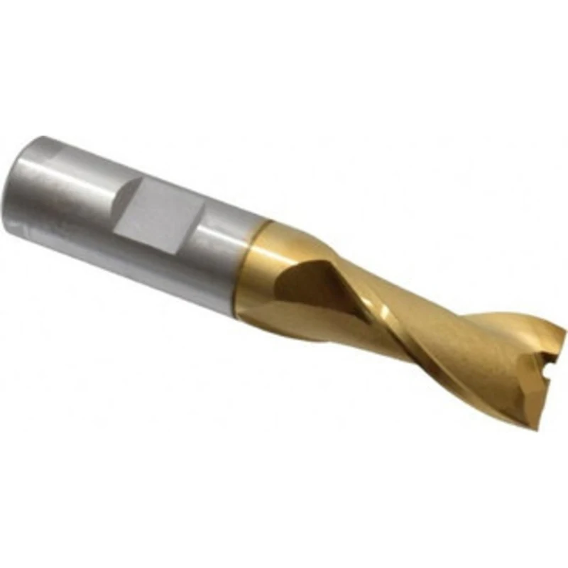 OSG 5/8, 1-5/16 LOC, 5/8 Shank Diam, 3-7/16 OAL, 2 Flute, Cobalt Square End Mill Single End, TiN Finish, Spiral Flute...
